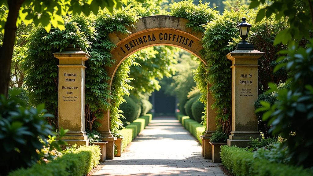 Entrada principal al Jardín Botánico con cartel informativo y personas visitantes