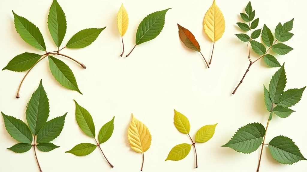 Variedad de hojas diferentes mostrando formas, tamaños y texturas para aprender a identificar especies del jardín